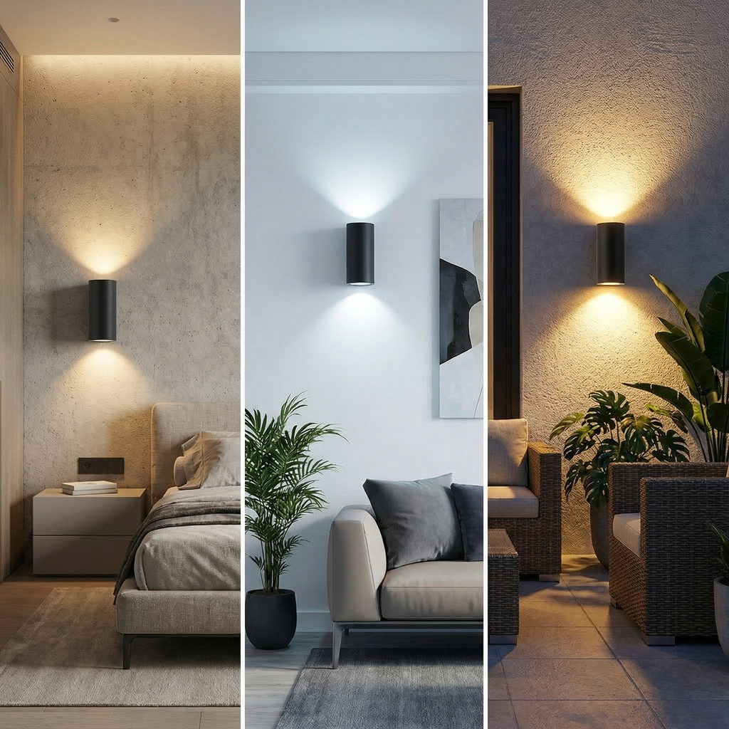 Nowoczesna cylindryczna lampa ścienna góra–dół | Ormexis