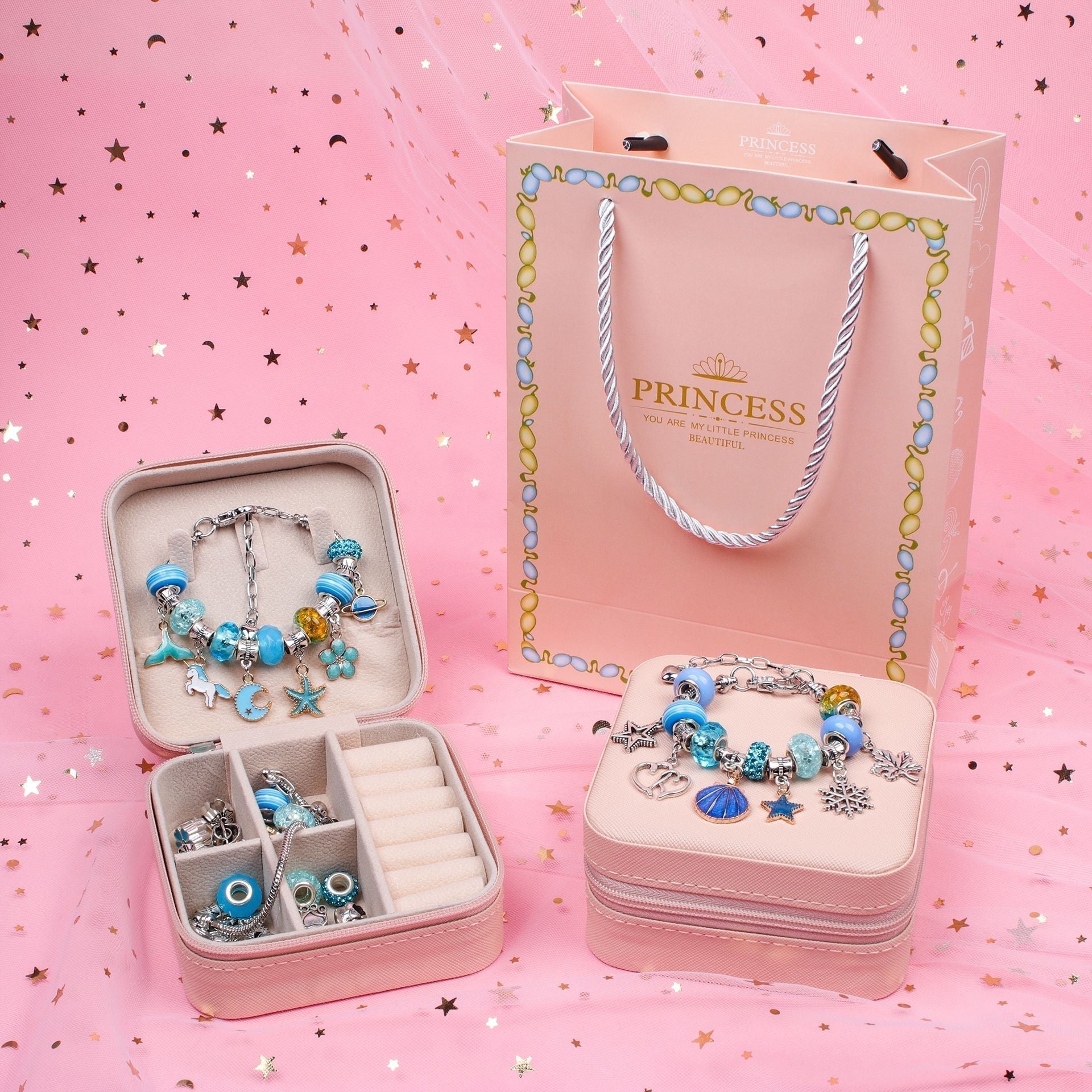 NovaJoy Girls Charm Bracelet Craft Kit For Creative Fun