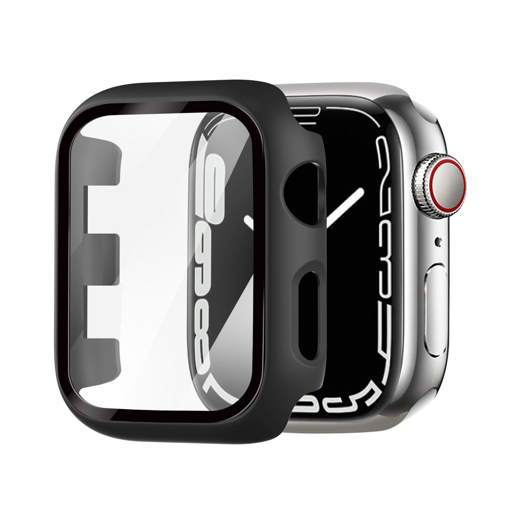 Carcasă de protecție pentru Apple Watch cu capac de sticlă, neagră
