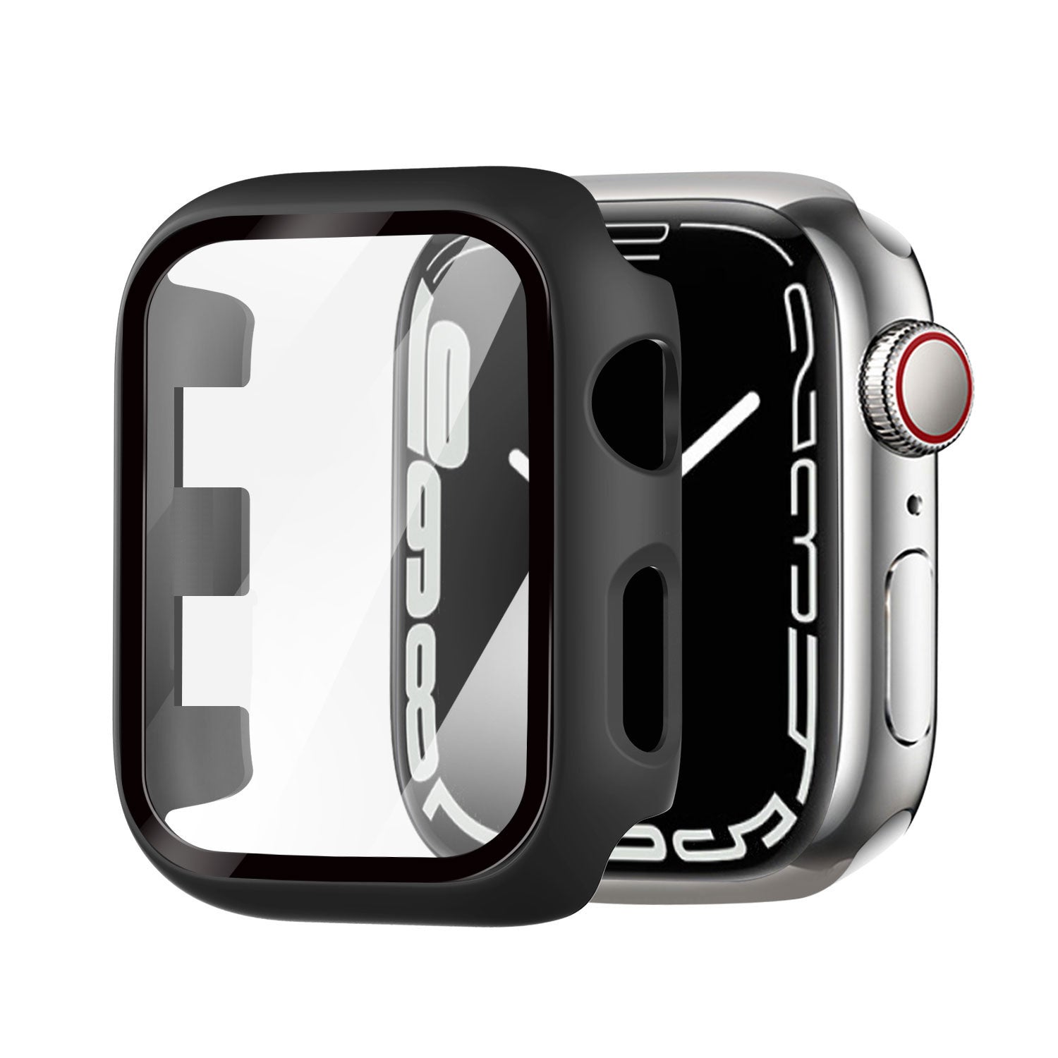 Carcasă de protecție pentru Apple Watch cu capac de sticlă, neagră