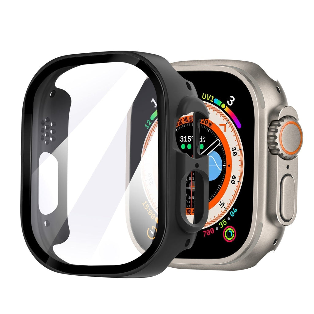 Carcasă de protecție pentru Apple Watch cu capac de sticlă, neagră