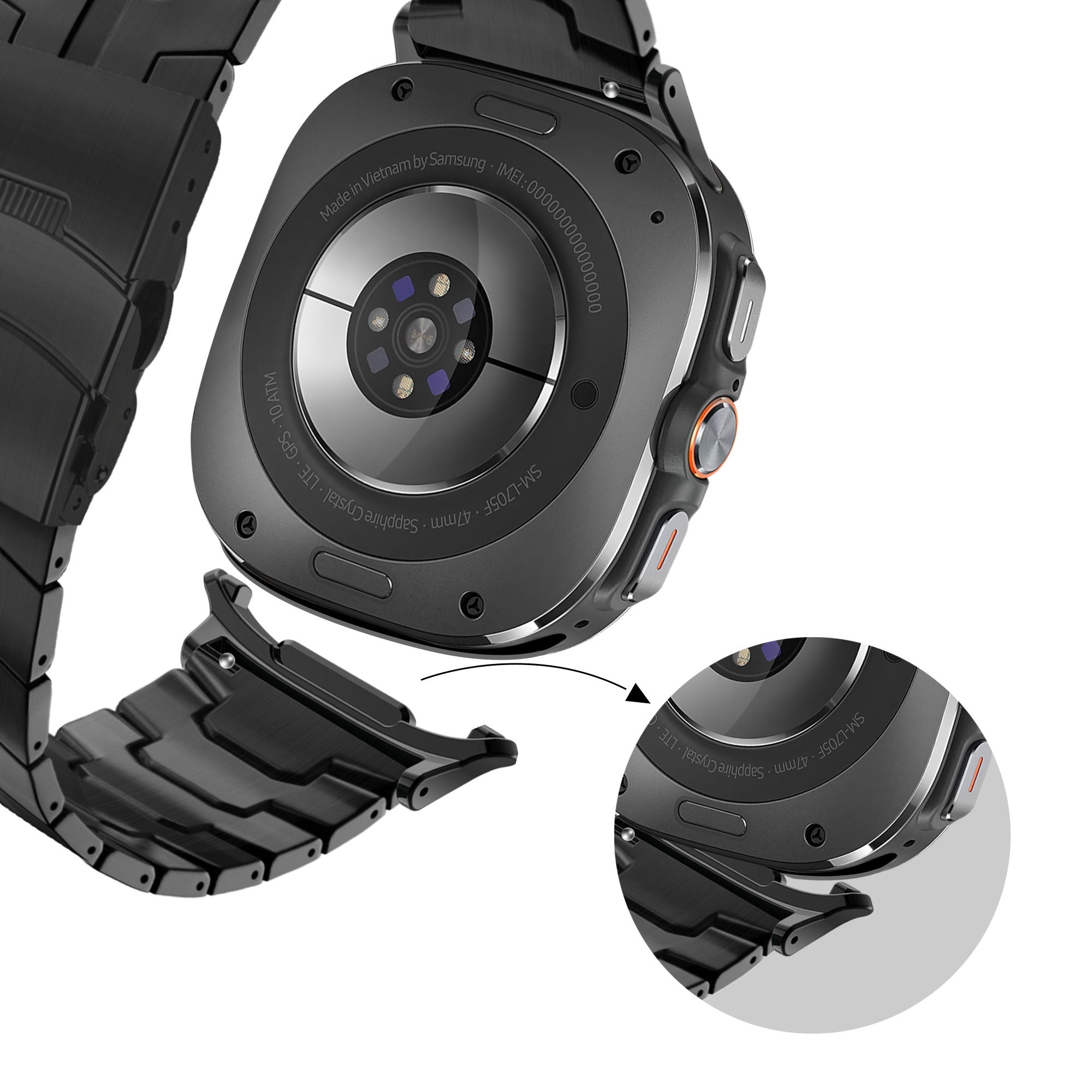 Bracelet à maillons en titane pour Samsung Galaxy Watch Ultra, bracelet noir fer Bandz