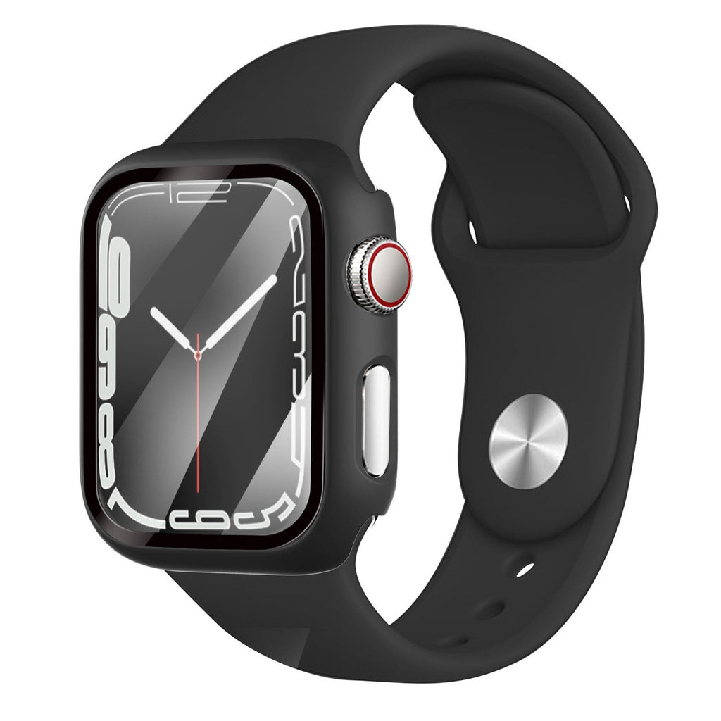 Carcasă de protecție pentru Apple Watch cu capac de sticlă, neagră