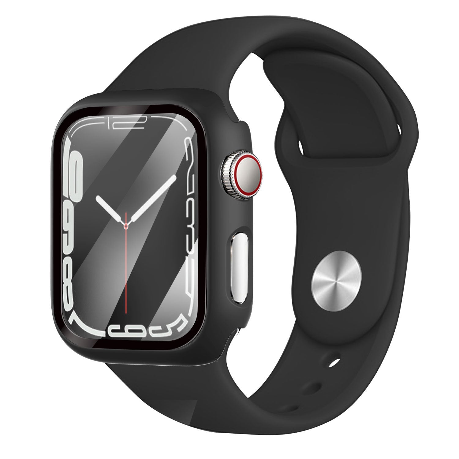 Carcasă de protecție pentru Apple Watch cu capac de sticlă, neagră