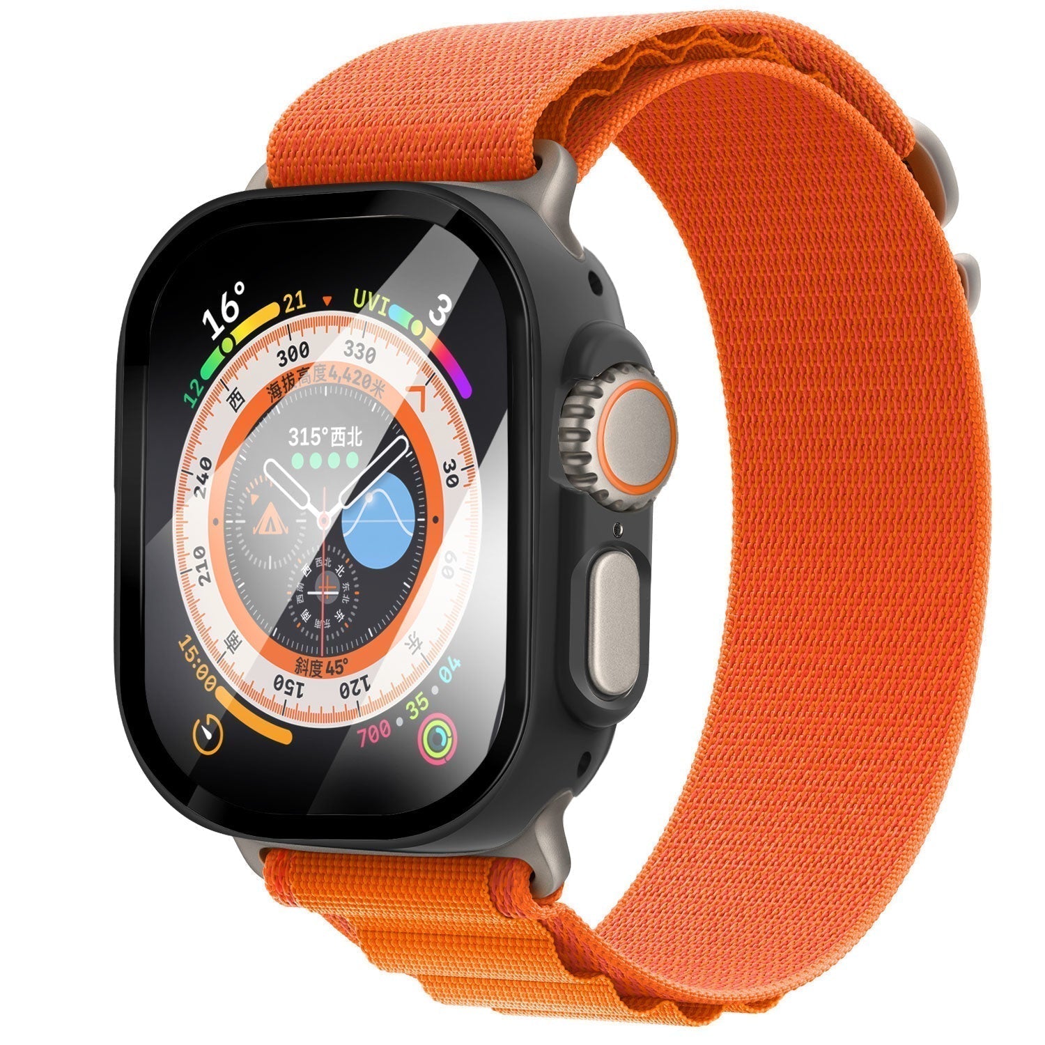 Carcasă de protecție pentru Apple Watch cu capac de sticlă, neagră
