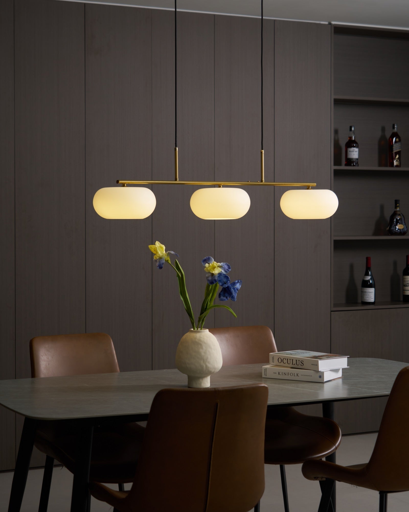 Lámpara colgante de techo contemporánea con 3 luces y globos de vidrio | Ormexis