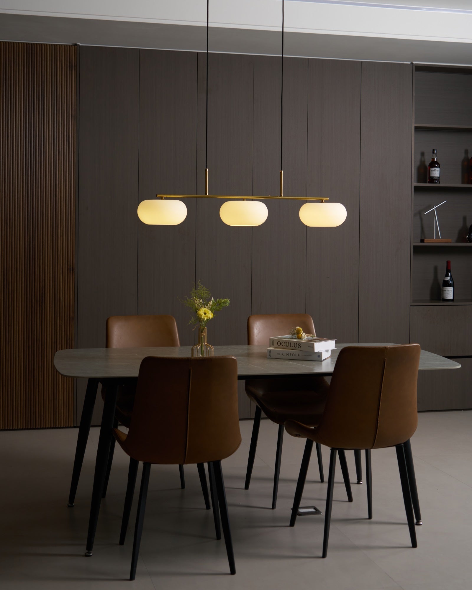 Lámpara colgante de techo contemporánea con 3 luces y globos de vidrio | Ormexis