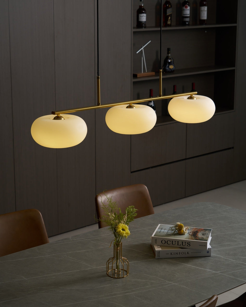 Lámpara colgante de techo contemporánea con 3 luces y globos de vidrio | Ormexis