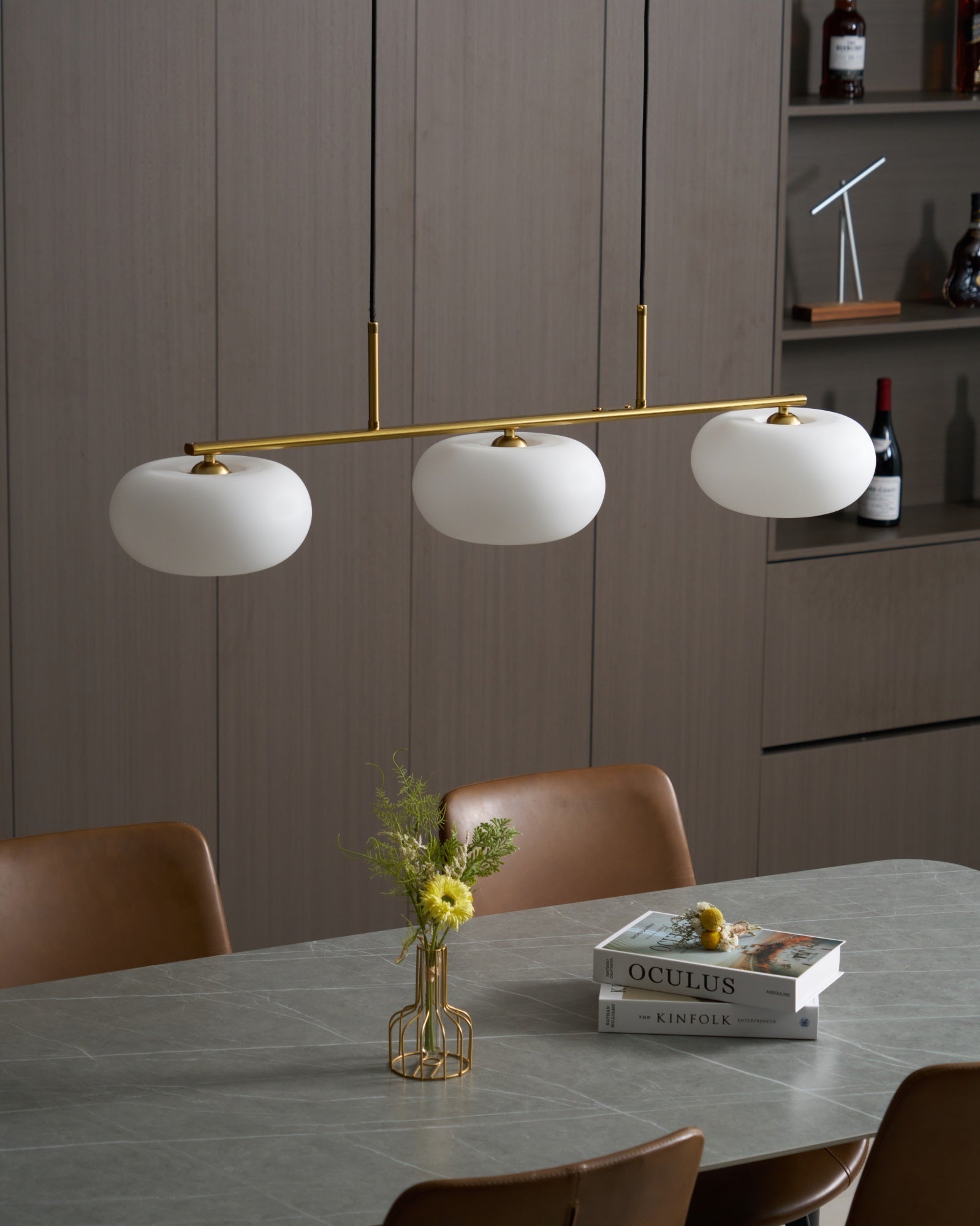 Lámpara colgante de techo contemporánea con 3 luces y globos de vidrio | Ormexis