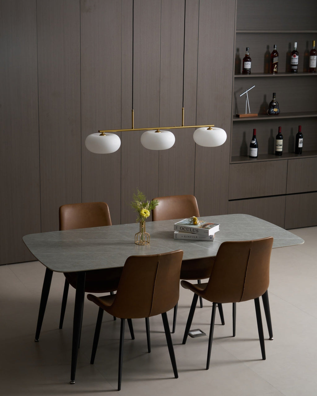 Lámpara colgante de techo contemporánea con 3 luces y globos de vidrio | Ormexis