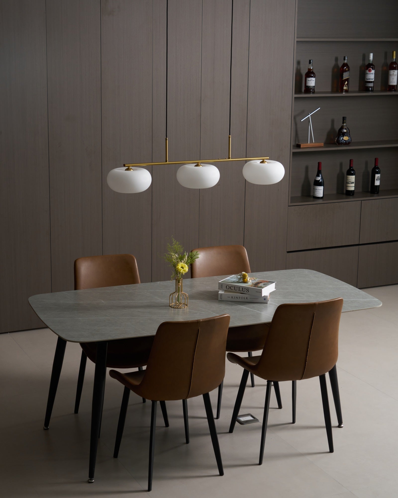 Lámpara colgante de techo contemporánea con 3 luces y globos de vidrio | Ormexis
