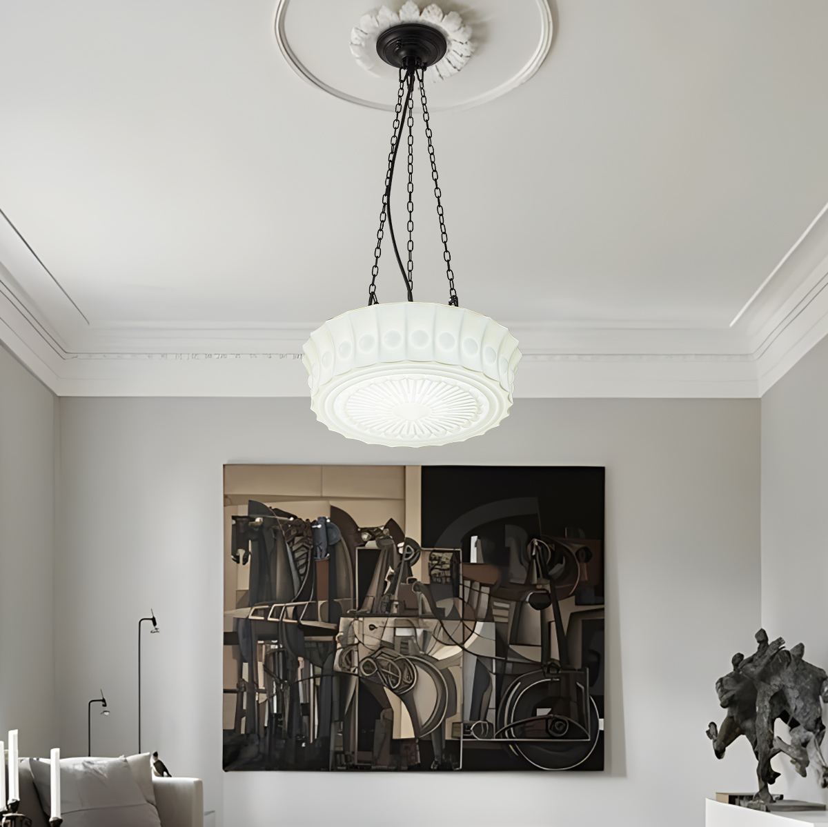 Hailie Vintage French Pendant Light With Dome for Living Room