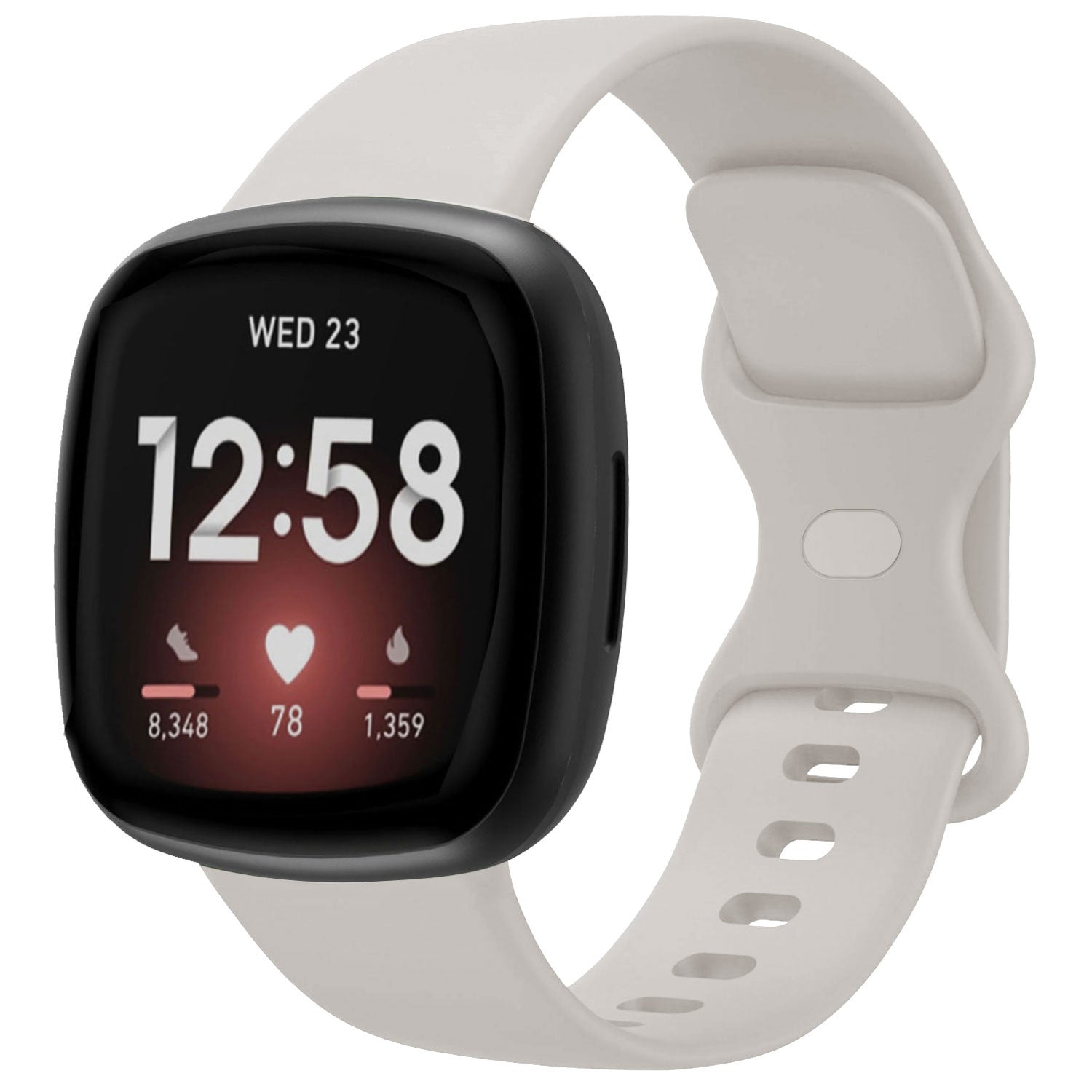 Banda de silicona duradera color blanco hueso para Fitbit Versa 3