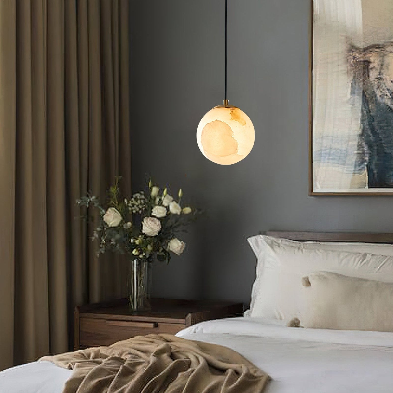 Modern Alabaster Globe Pendant Light | Ormexis