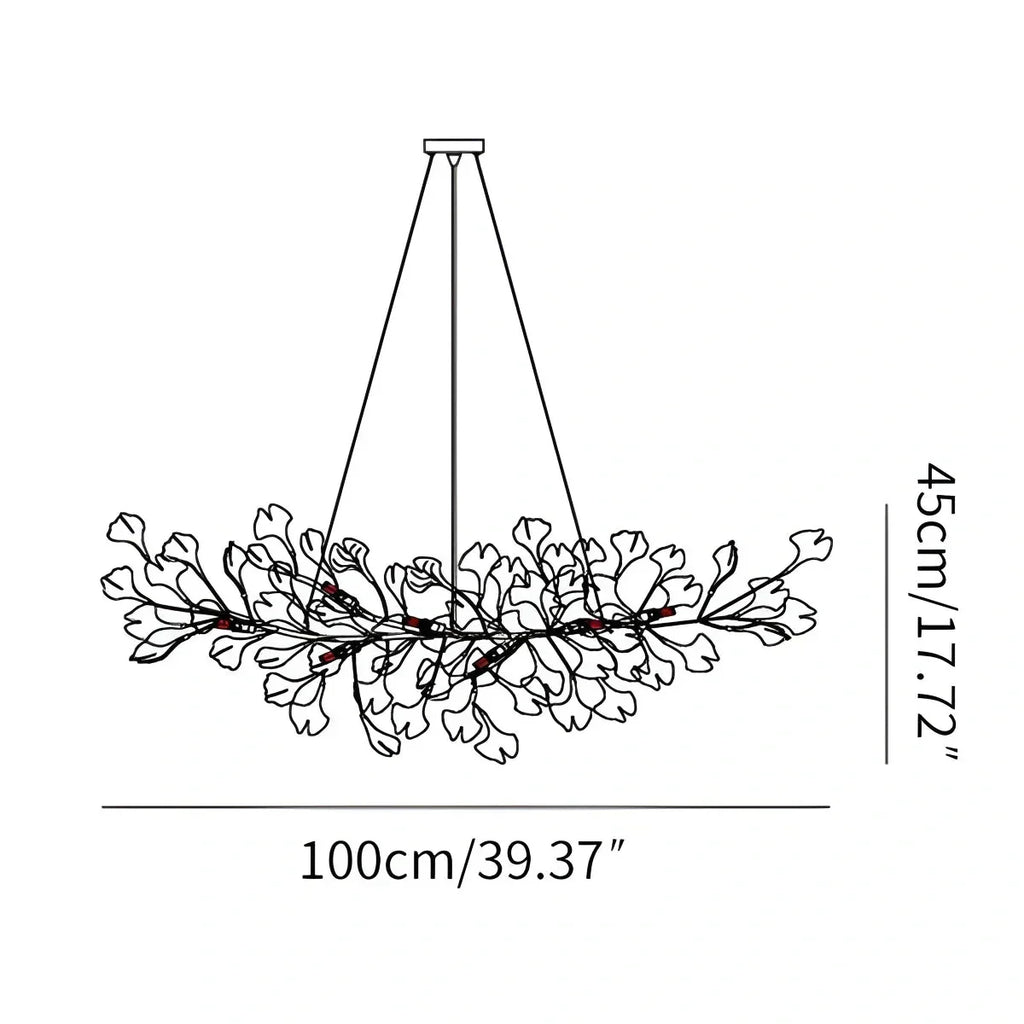 Ginkgo lysekrone for stue, blad-inspirert moderne pendellampe