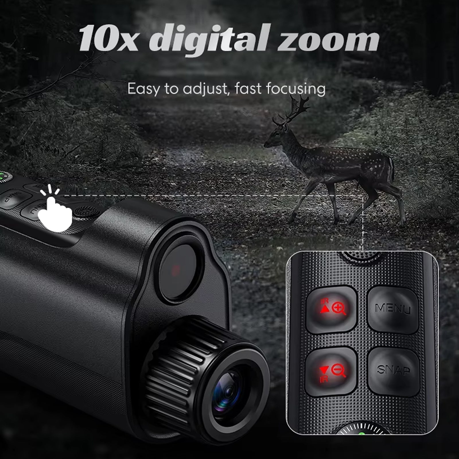 מונוקולר תרמי HD ברזולוציית 1080P עם טווח של 800 מטר וזום פי 10 לתצפית לילית