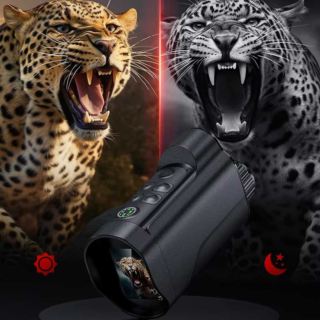 מונוקולר תרמי HD ברזולוציית 1080P עם טווח של 800 מטר וזום פי 10 לתצפית לילית