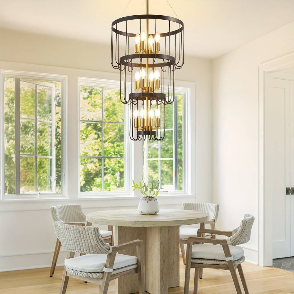 Lustre de cage d’escalier de style fermier à 12 lumières | Ormexis