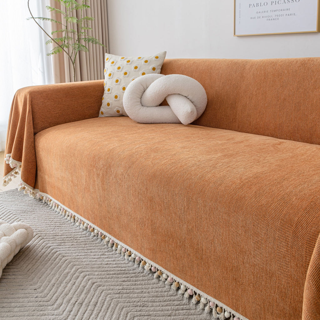 Herringbone Tassel Sofa Cover | Ormexis