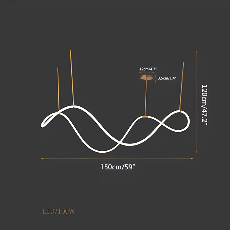 Pendellampe med lang slange for spisestue, moderne LED-armatur