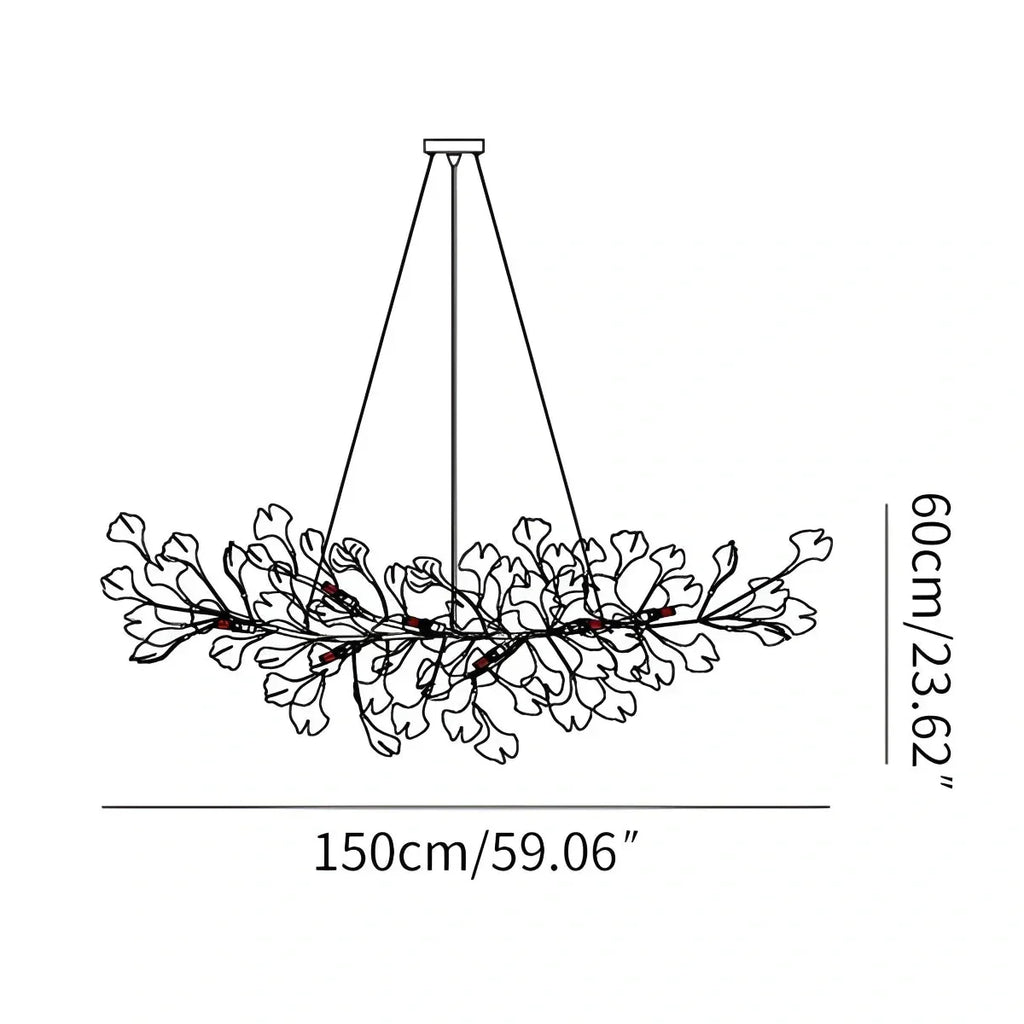 Ginkgo lysekrone for stue, blad-inspirert moderne pendellampe