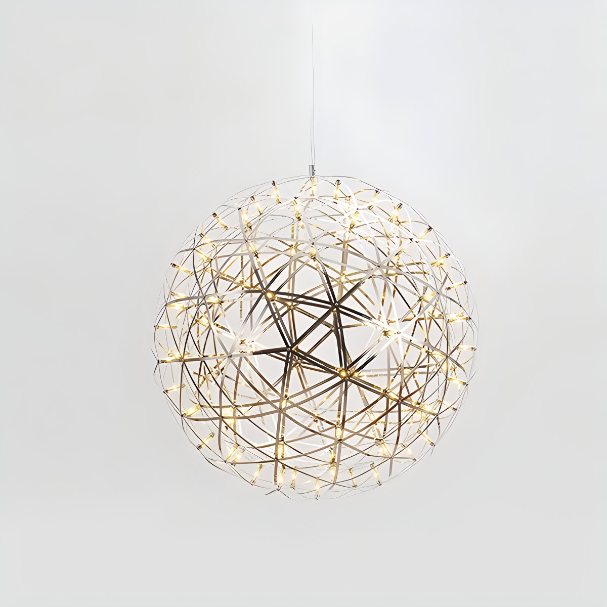 Dining Room Pendant Light With Polished Stainless Steel Sphere