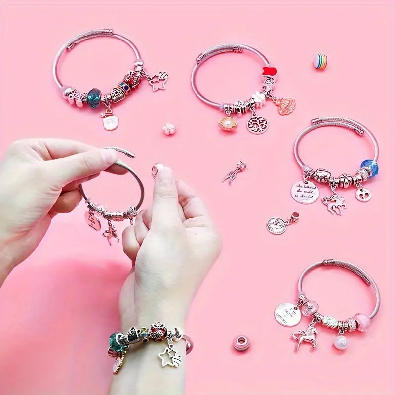NovaJoy Girls Charm Bracelet Craft Kit For Creative Fun