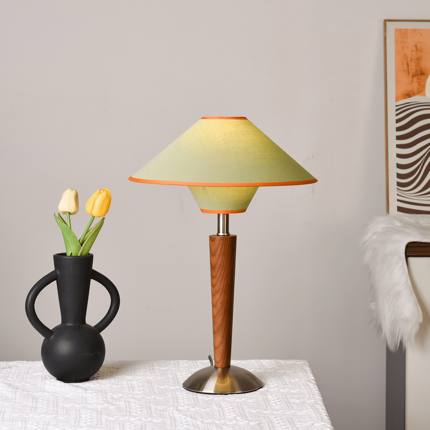 Alderwood-Leinenschirm-Tischlampe | Ormexis