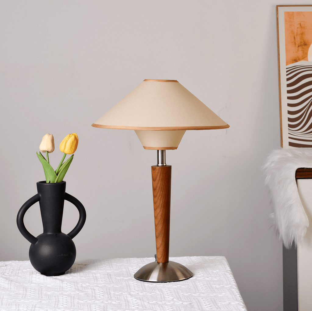 Alderwood-Leinenschirm-Tischlampe | Ormexis