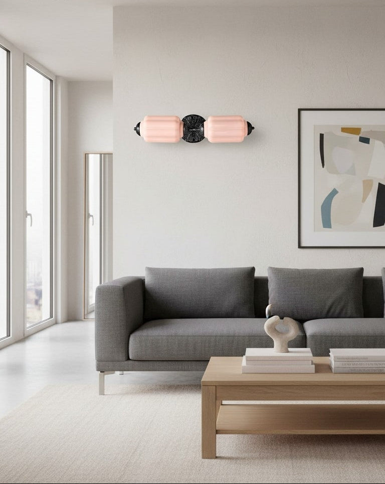 Rzeźbiona żebrowana lampa ścienna ze szkła | Ormexis