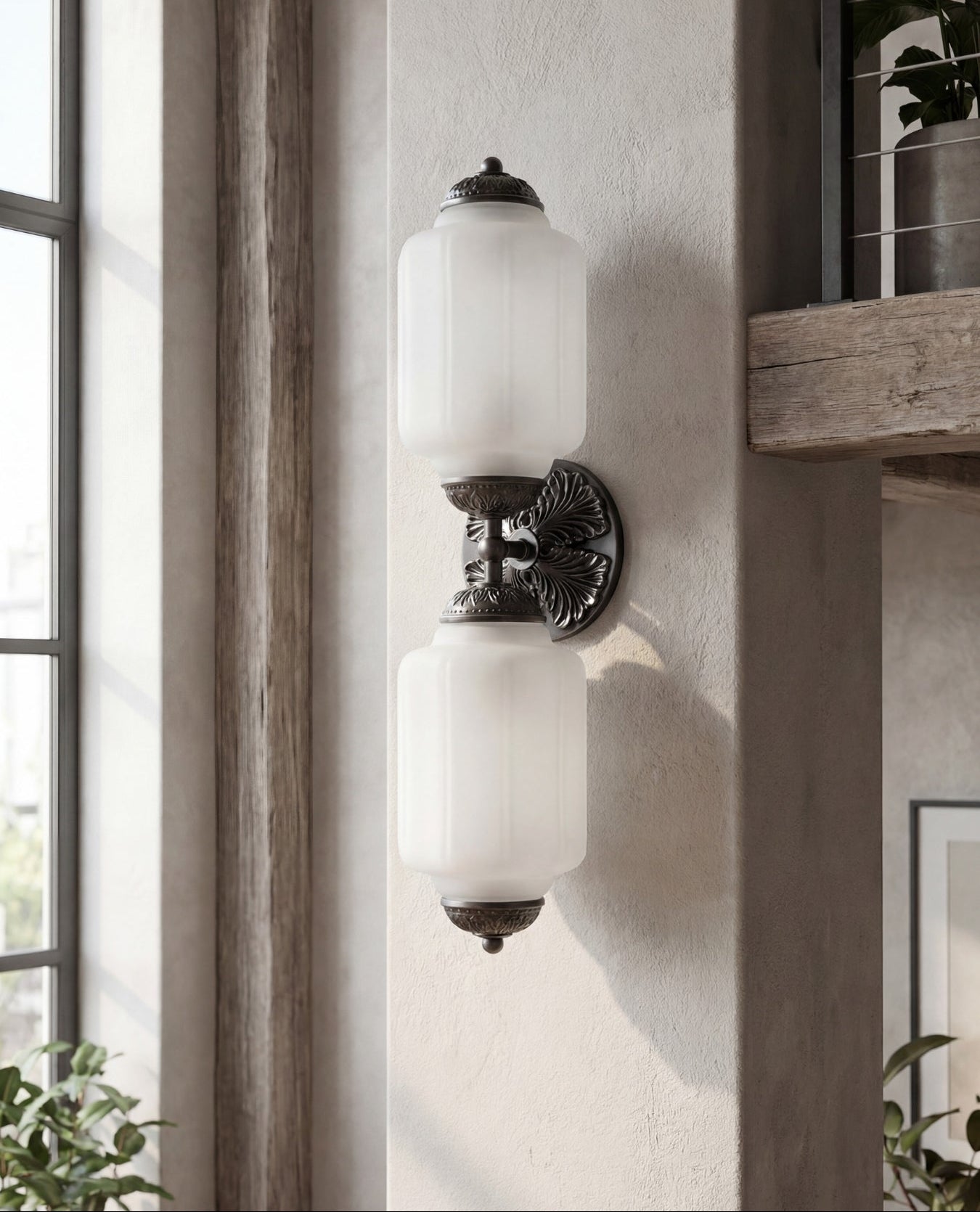 Rzeźbiona żebrowana lampa ścienna ze szkła | Ormexis