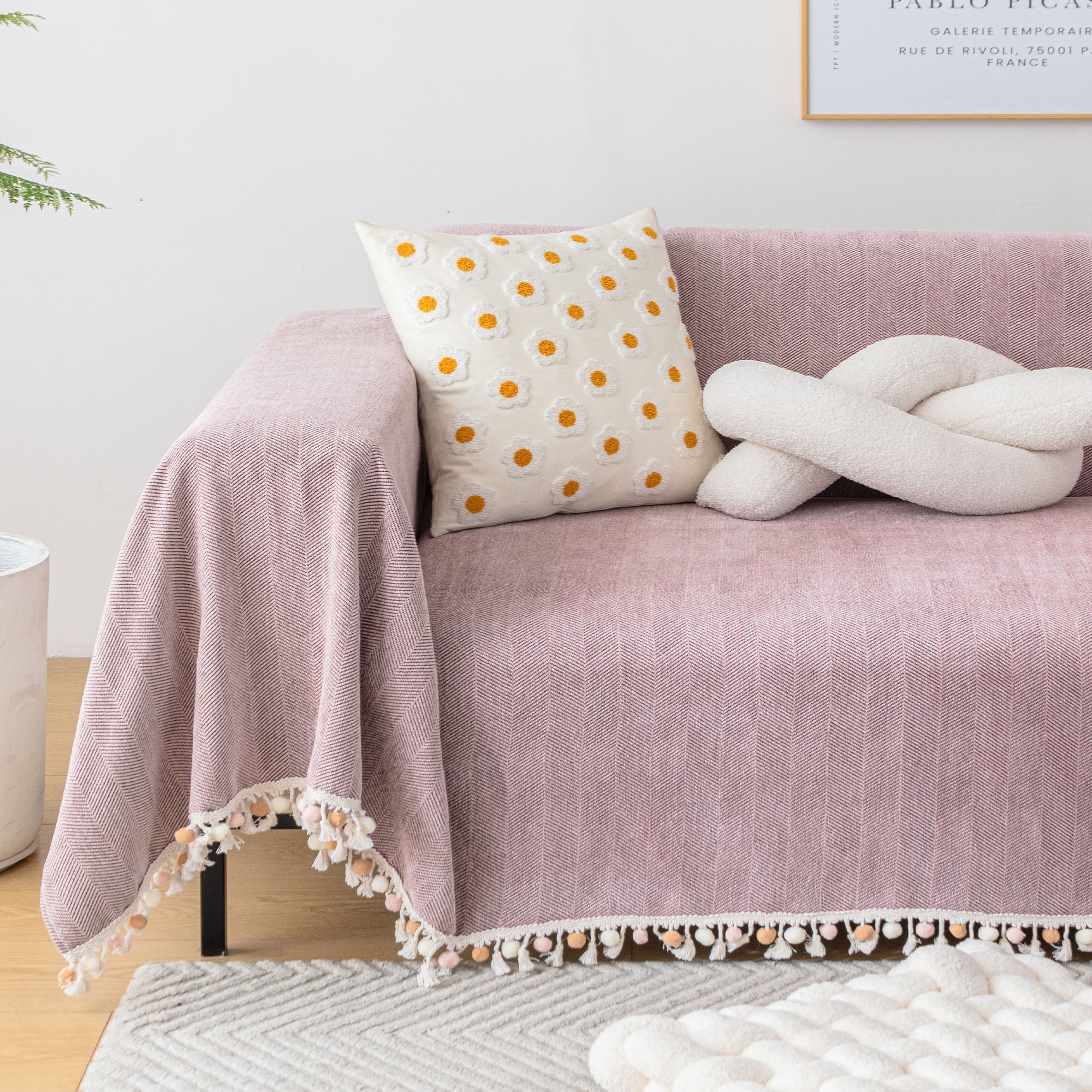 Herringbone Tassel Sofa Cover | Ormexis