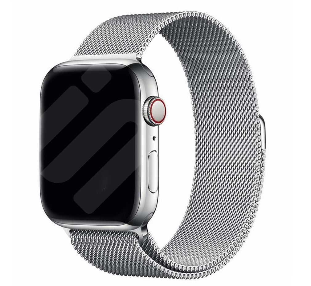 Accesoriu premium pentru Apple Watch, curea Milanese argintie