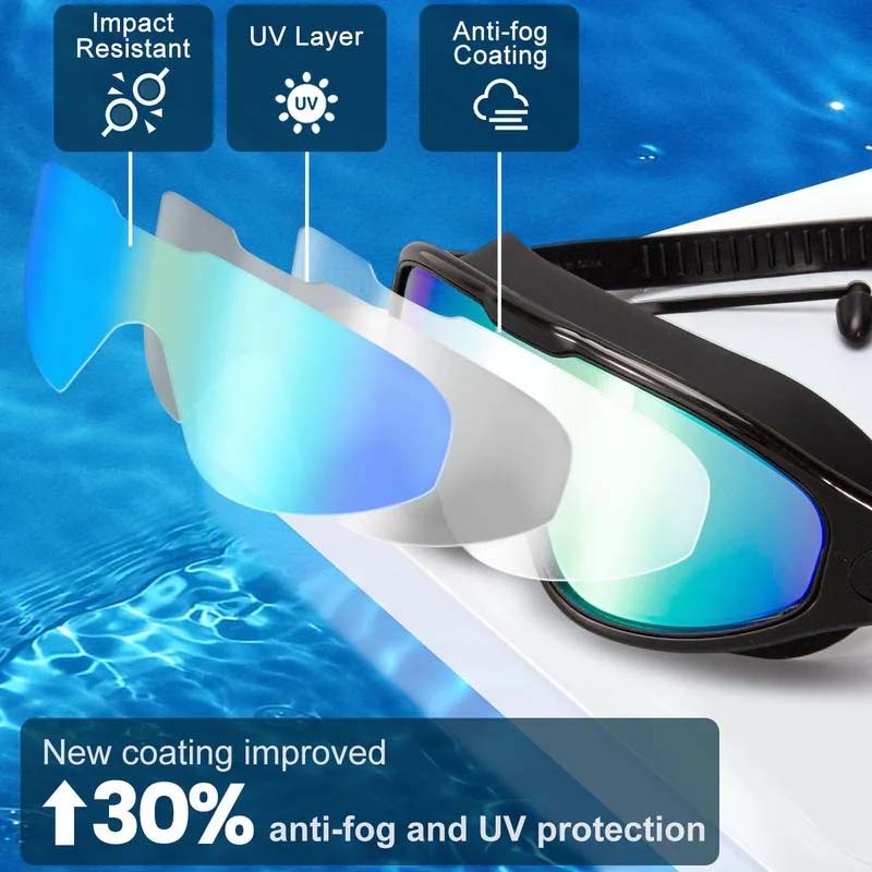 AquaVista Unisex Zwembril met Breed Zicht en Anti-Fog voor Gebruik in het Zwembad