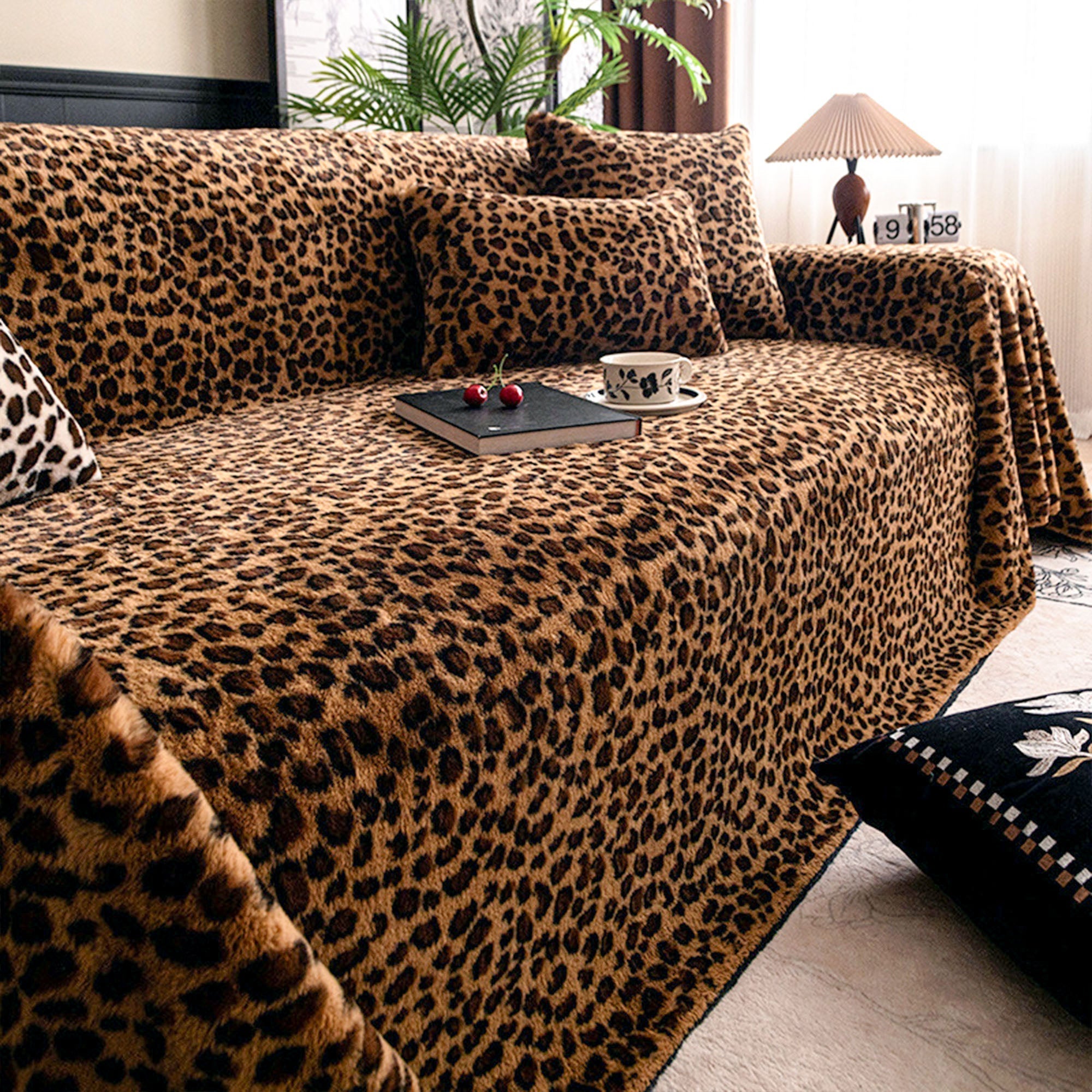 Leopard Plush Sofa Cover | Ormexis