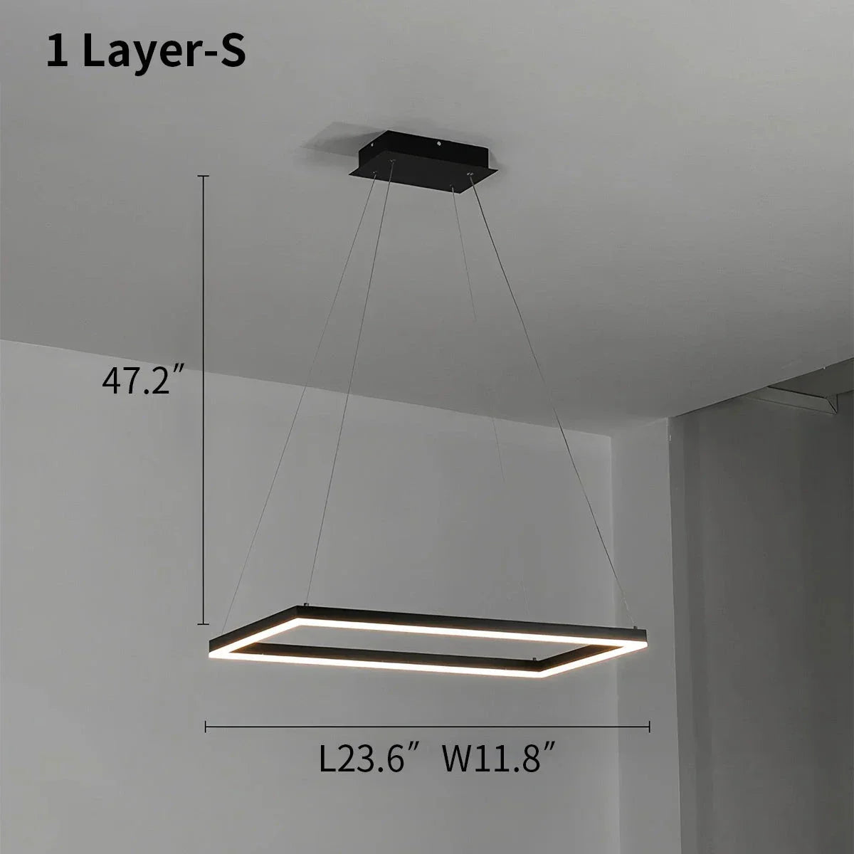 Modern Black Tiered Rectangular Chandelier For Contemporary Interiors