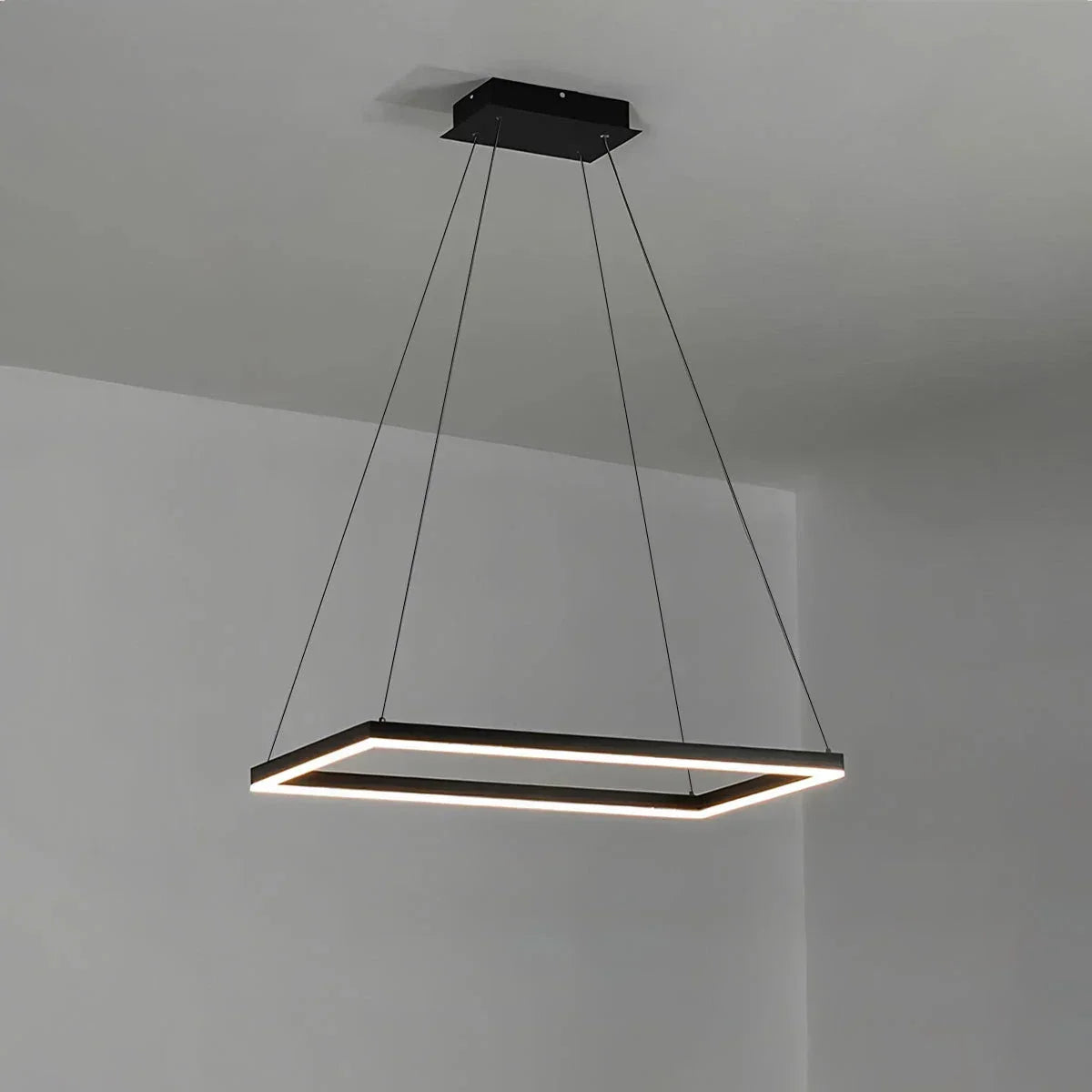 Modern Black Tiered Rectangular Chandelier For Contemporary Interiors