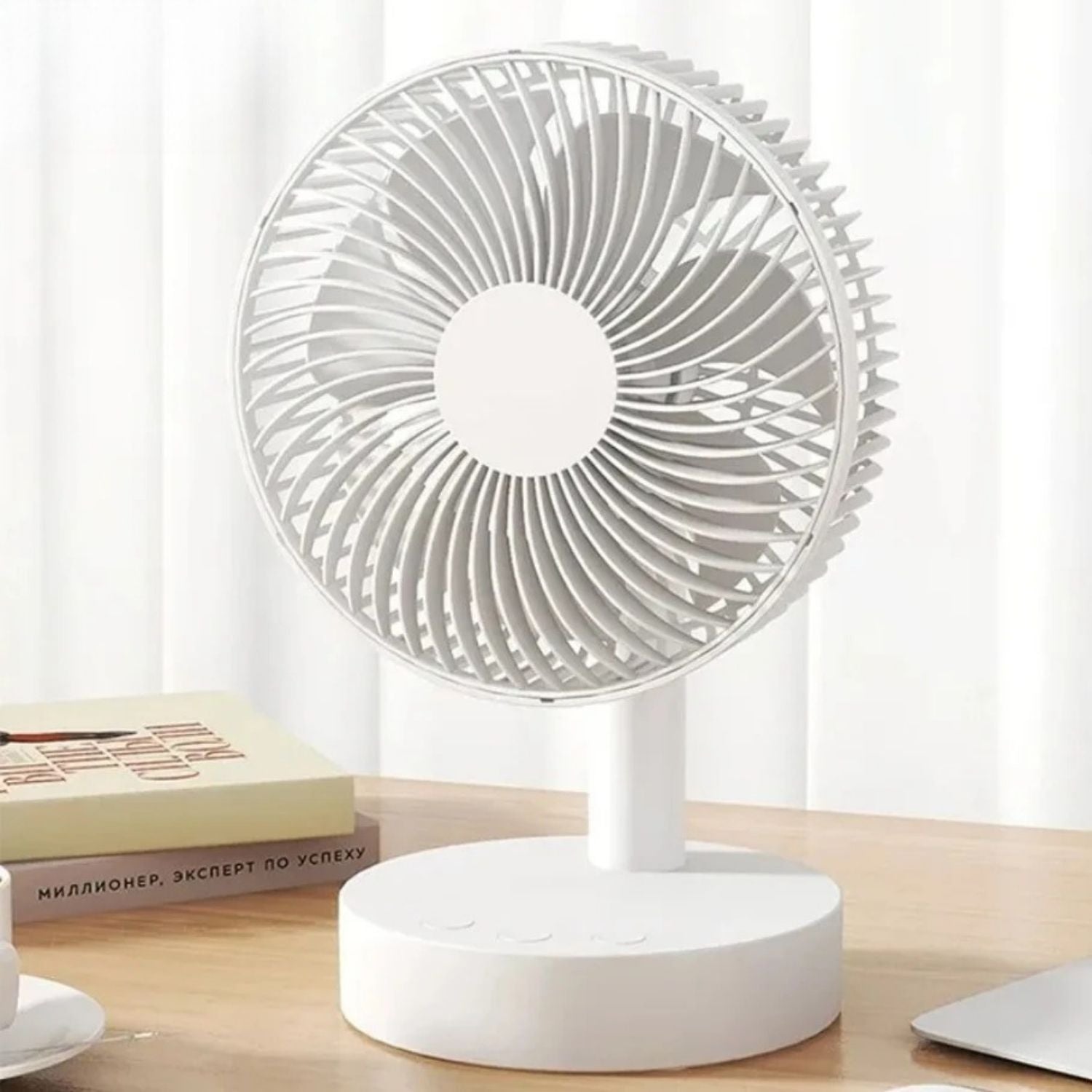 NovaBreeze White Desktop Fan With Removable Cover And Quiet Four-Speed Airflow