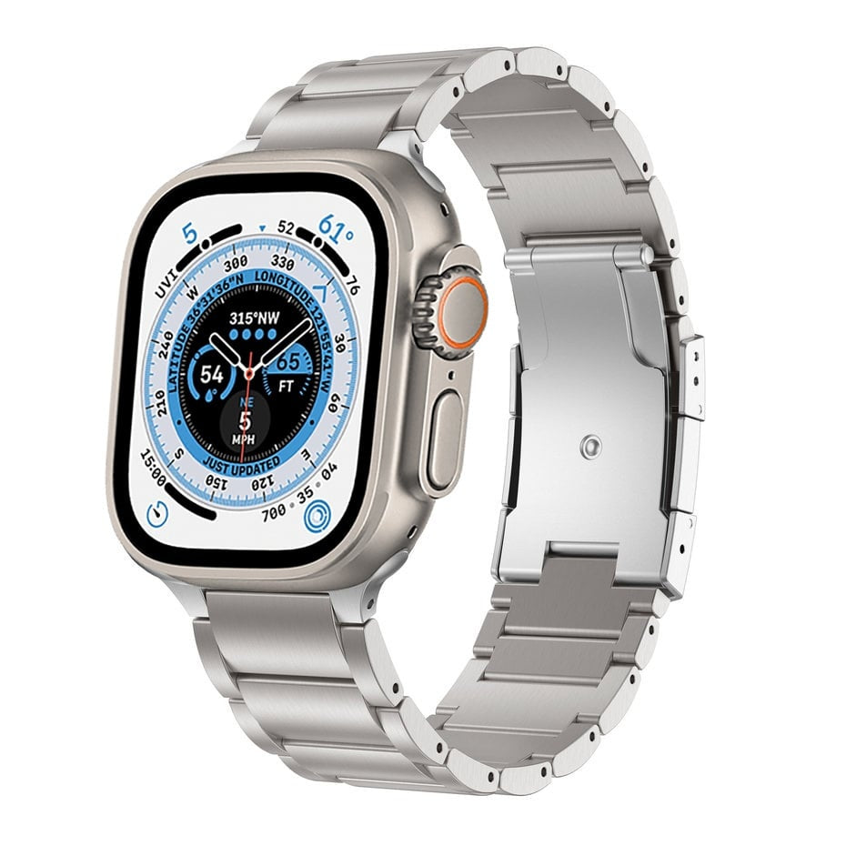 Apple Watch Ultra sølv titanrem slitesterk og stilig