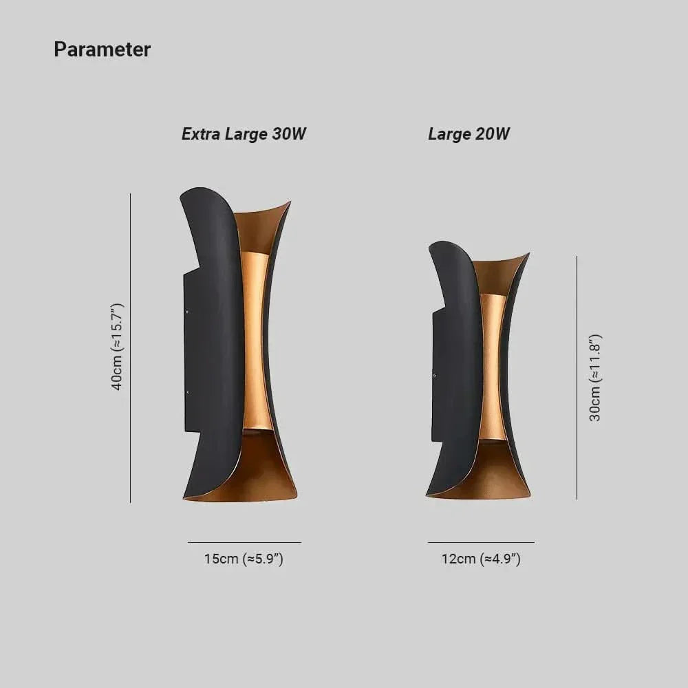 Lámpara de pared exterior arqueada LED LumaCurve IP65 resistente a la intemperie