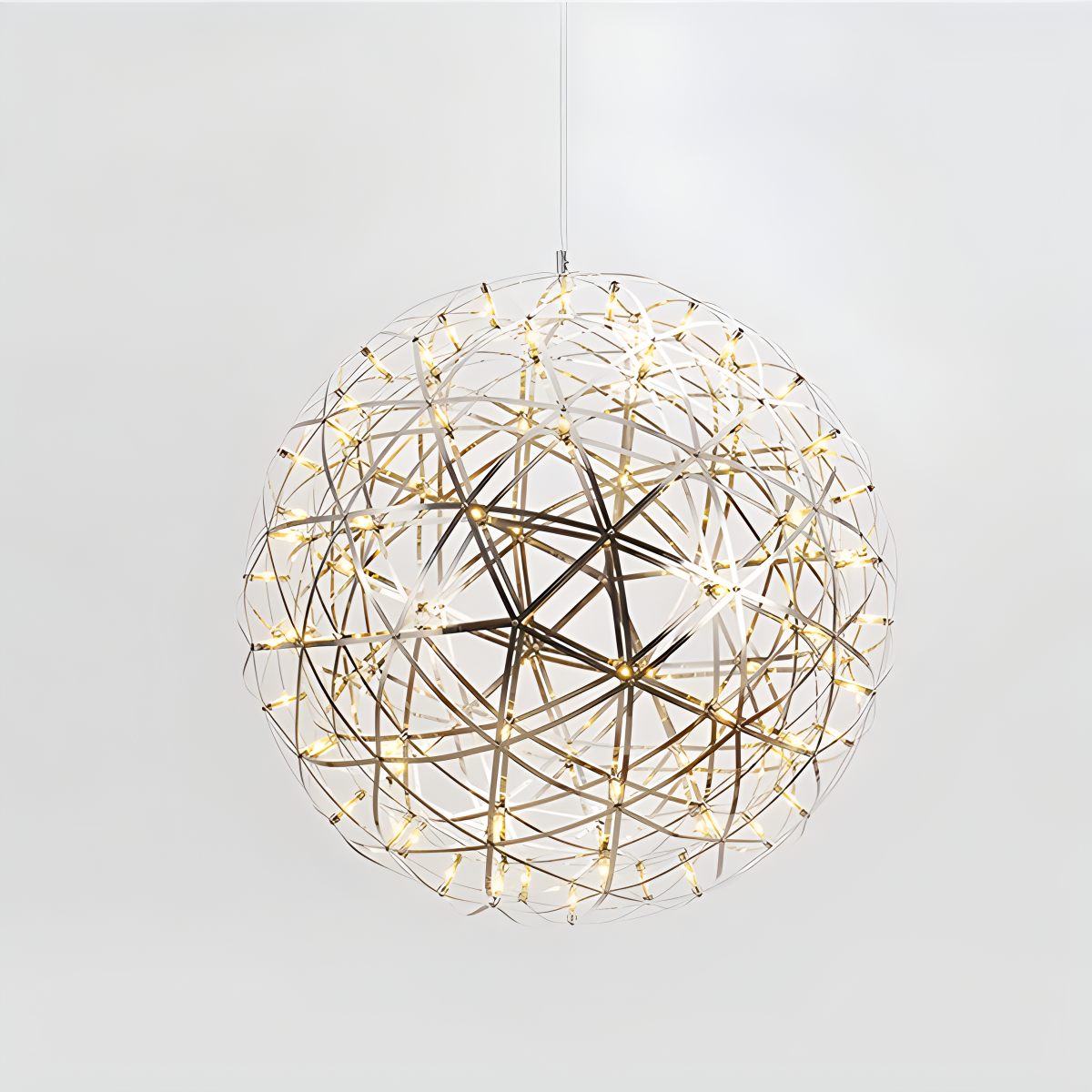 Dining Room Pendant Light With Polished Stainless Steel Sphere