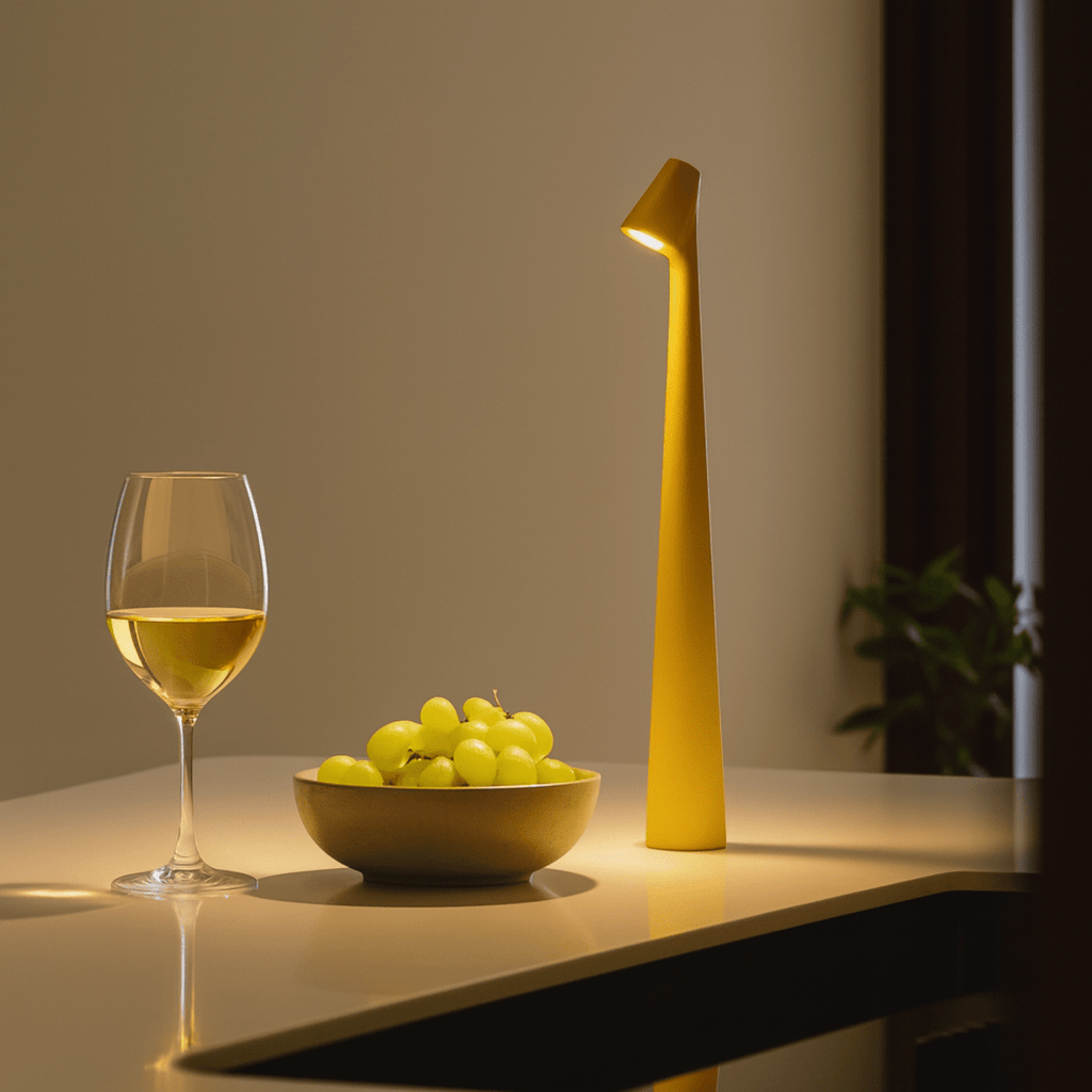 Stylová stolní lampa s kovovým povrchem, dobíjecí, pro vnitřní i venkovní použití