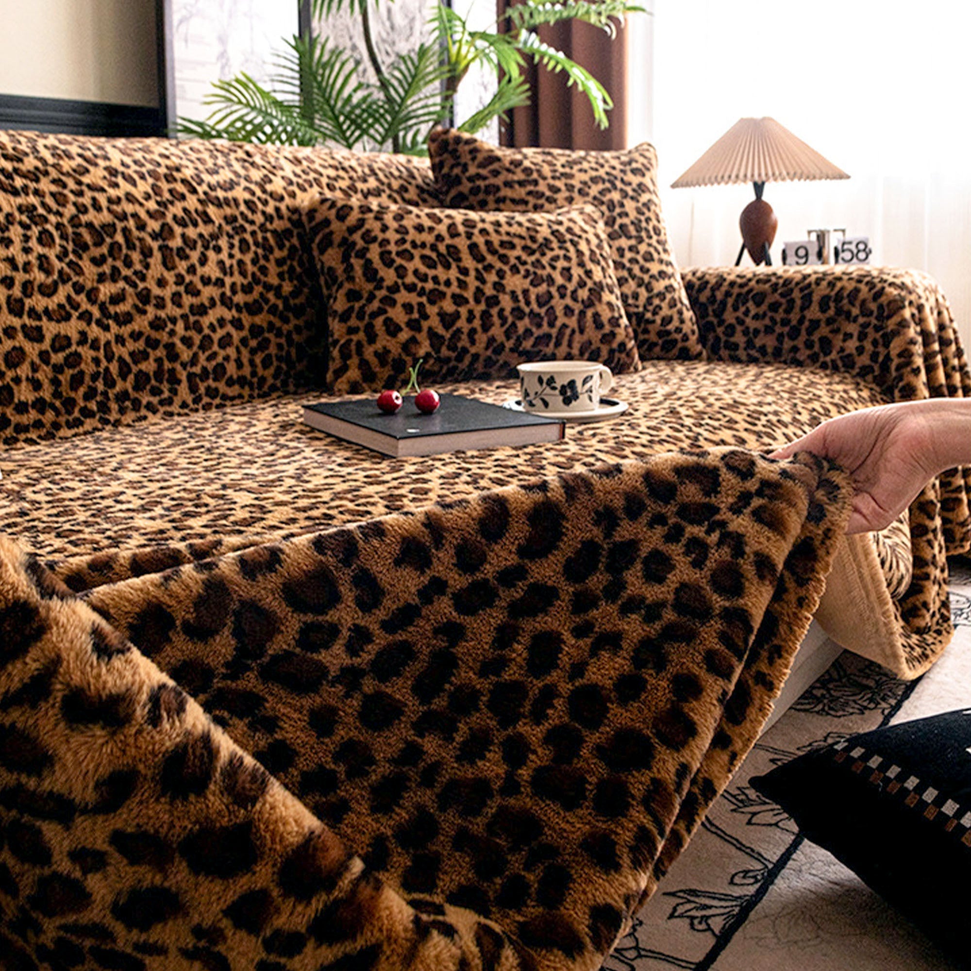 Leopard Plush Sofa Cover | Ormexis