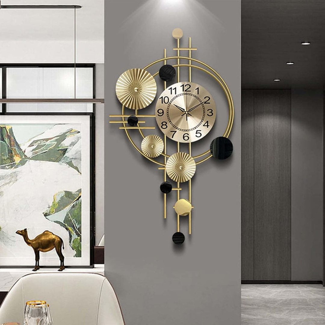 Sculptural Gold Orbit Wall Clock | Ormexis