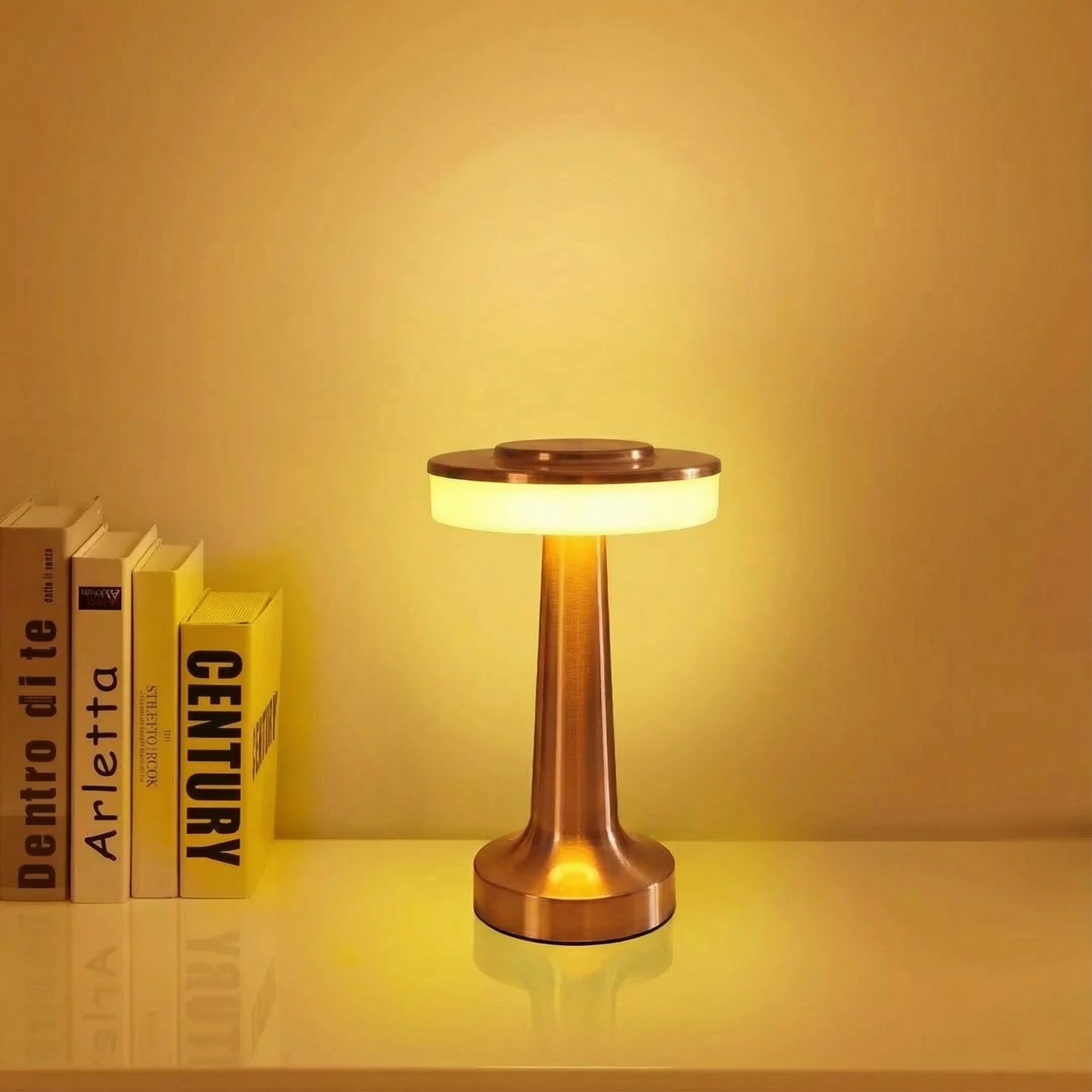 Lâmpada de mesa LED recarregável com controlo tátil e corpo metálico | Ormexis