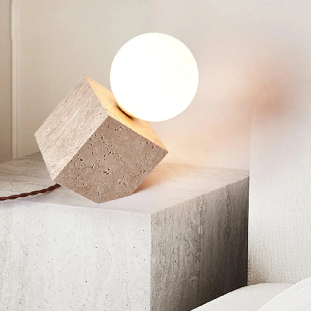 Stone Cube Orb Table Lamp | Ormexis