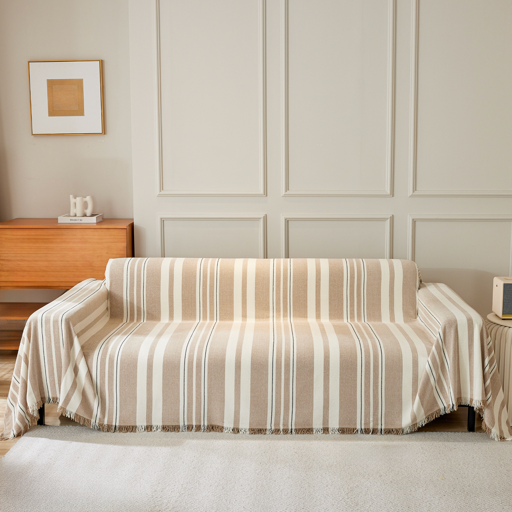 Neutrale gestreifte Sofahusse | Ormexis