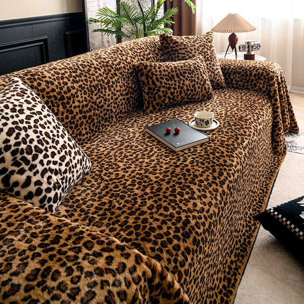 Leopard Plush Sofa Cover | Ormexis