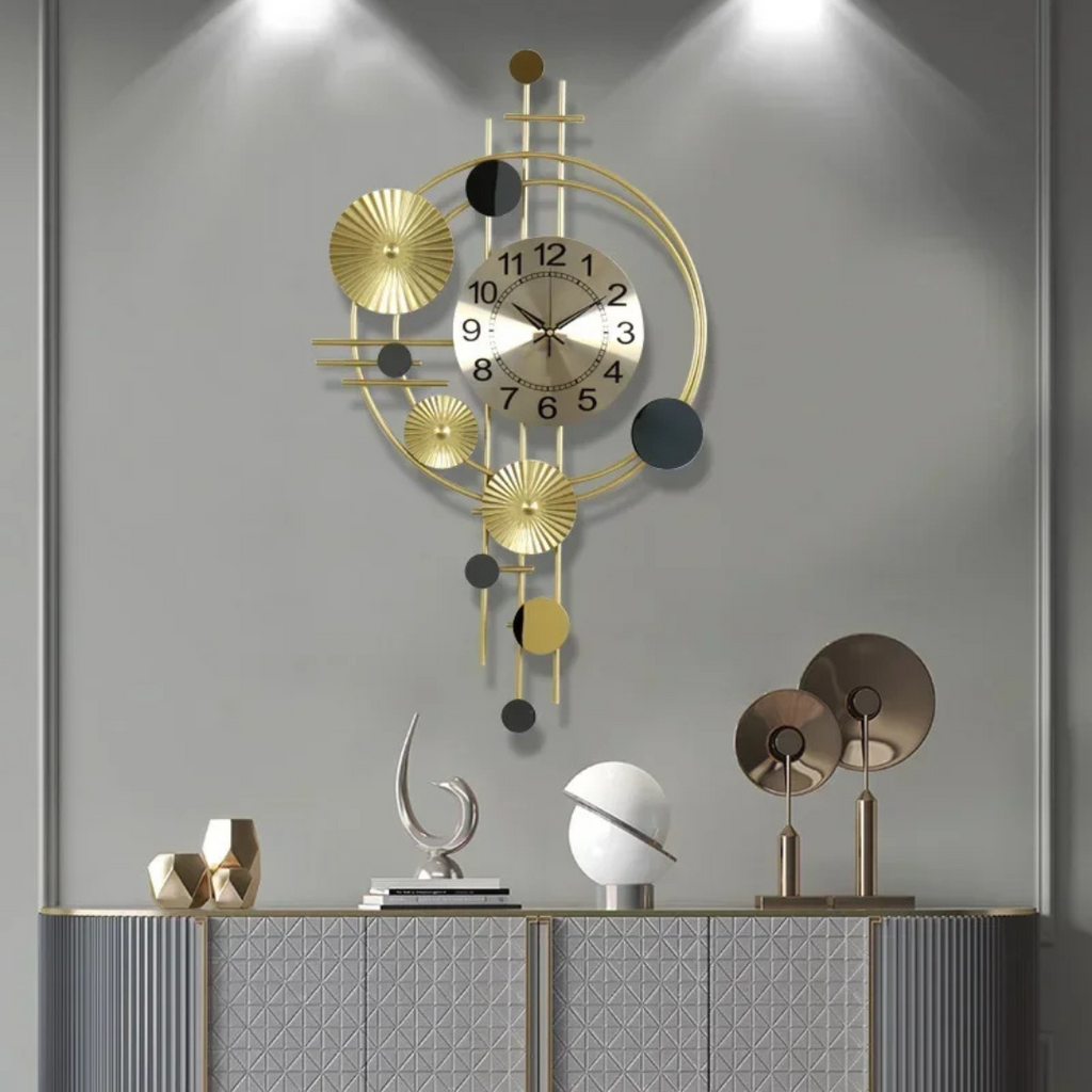 Sculptural Gold Orbit Wall Clock | Ormexis