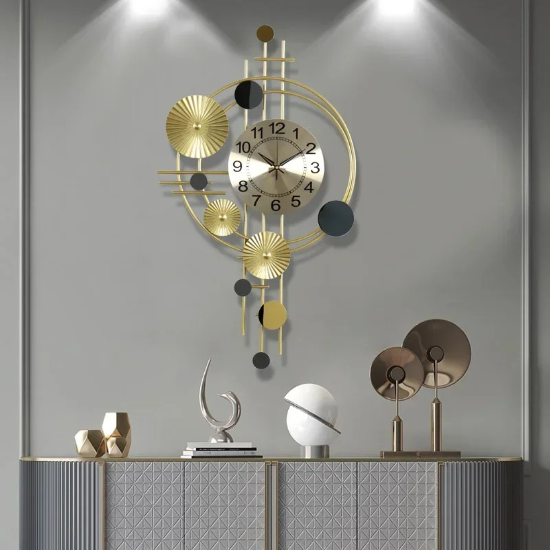 Sculptural Gold Orbit Wall Clock | Ormexis
